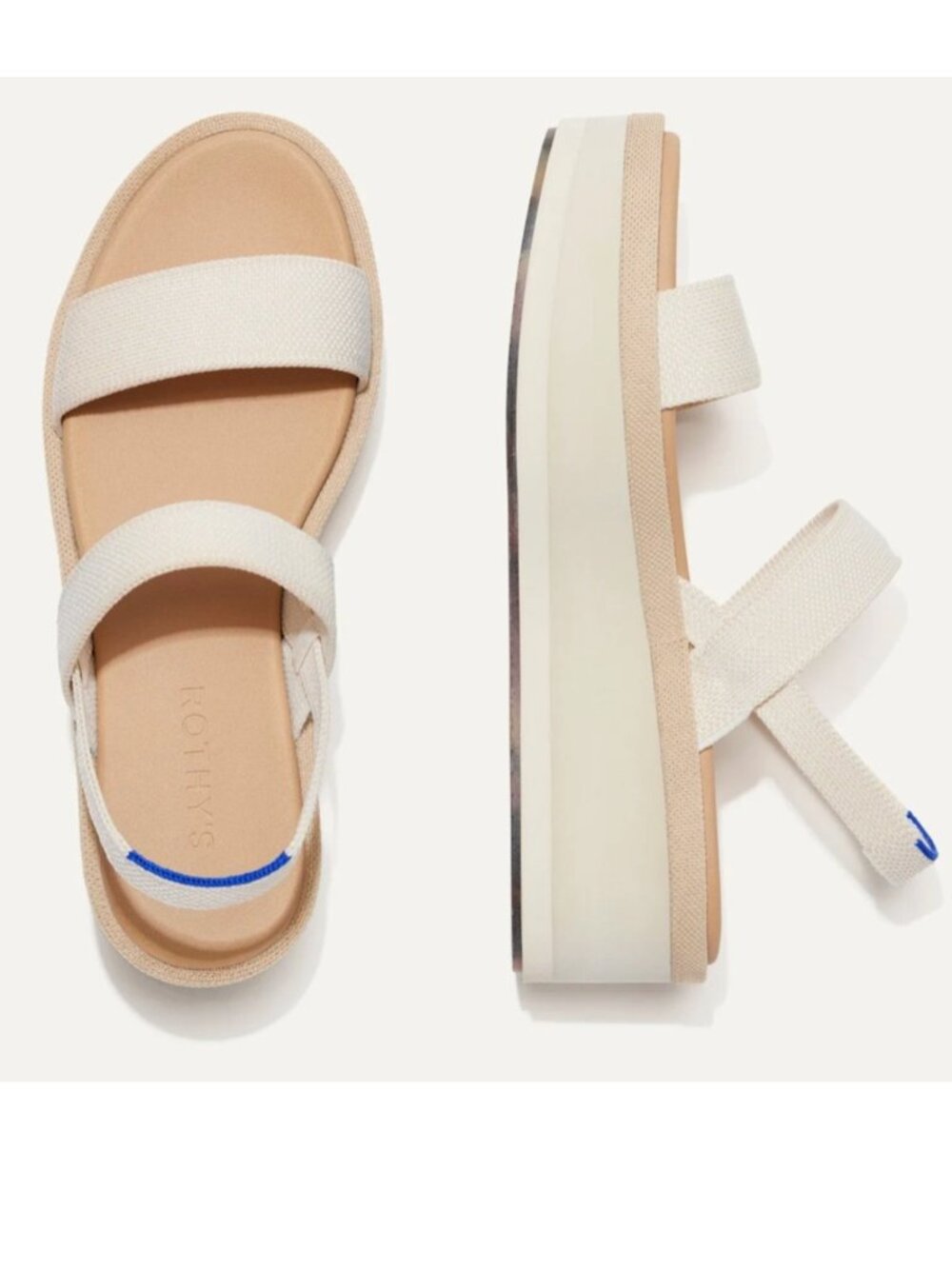 NEW Rothy's Slingback Platform Wedge Sandal (Women)  8 M, SALT